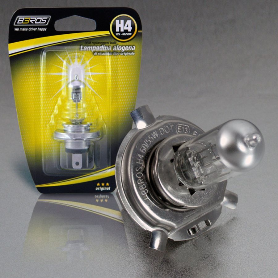 Lampadina H4 60/55W Alogena BBROS +20% Originale H4 55W 1pz Auto Illuminazione