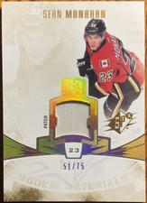 2013-14 SPx Rookie Materials PATCH Sean Monahan #RM-SM Calgary Flames #’d 51/75