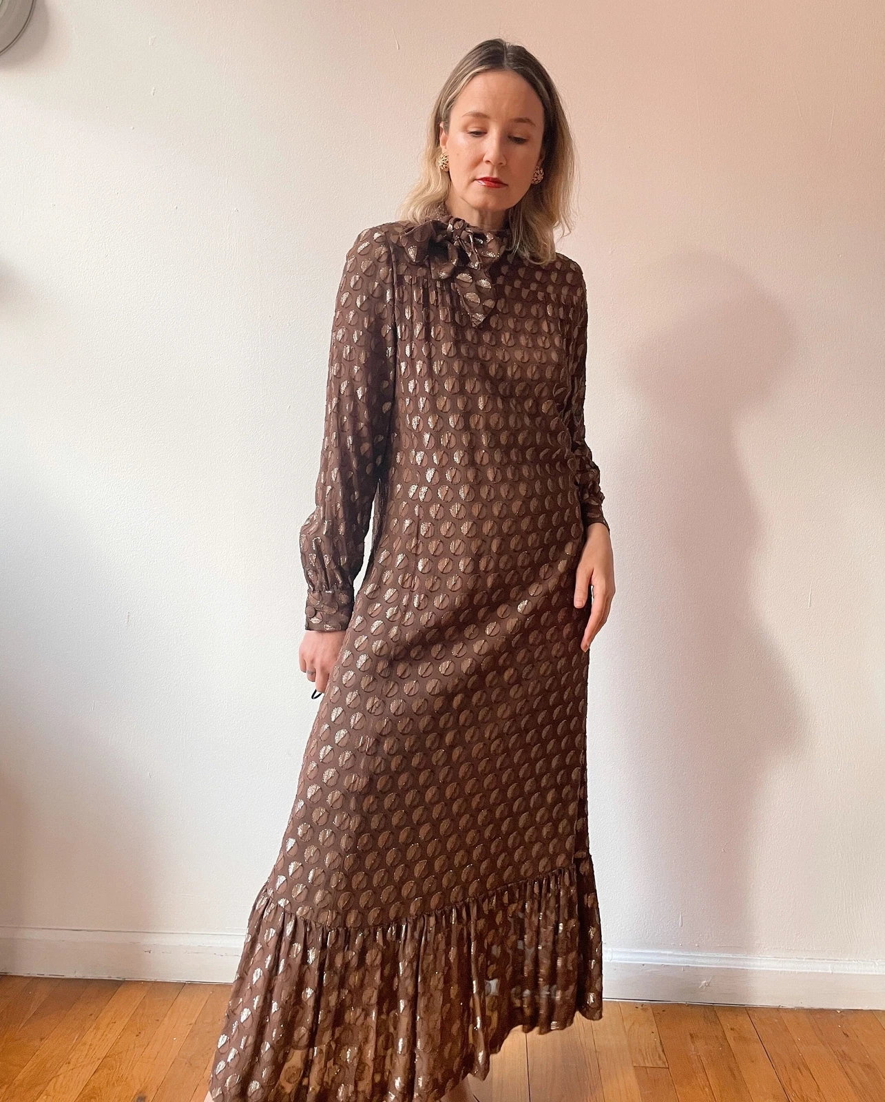 Givenchy — Vintage 1970s Givenchy Silk Chiffon and Lurex Dress