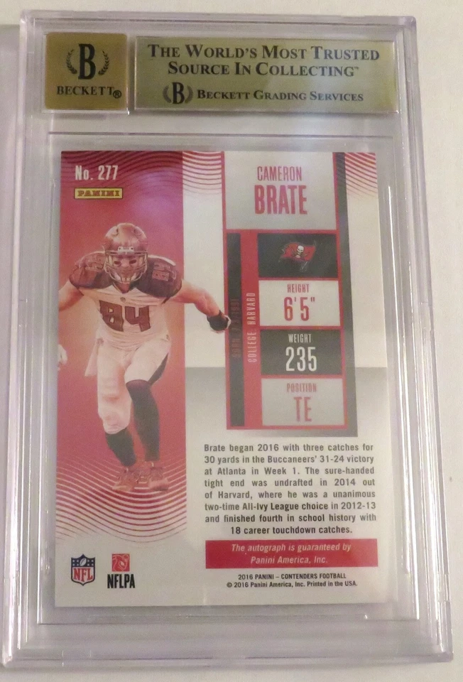 2016 NFL Contenders Playoff Ticket Tampa Bay TE Cameron Brate Auto RC BGS 9.5 - Image 3 of 3