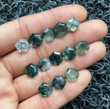 WHOLESALE NATURAL MOSS AGATE FACETED HEXAGON SHAPE LOOSE GEMSTONE LOT JEWELLERY.