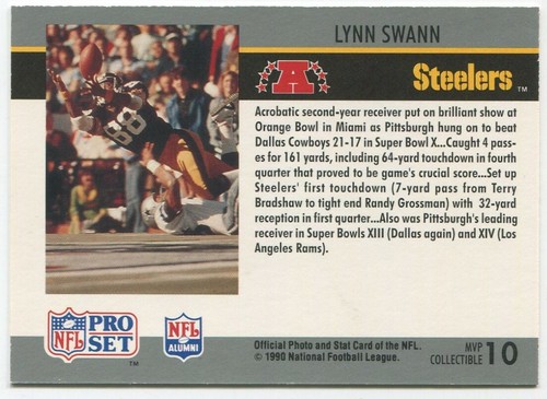 1990 Pro Set Super Bowl MVP Insert #10 Lynn Swann Pittsburgh Steelers - Picture 2 of 2