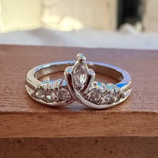 14K White Gold Marquise Diamond Engagement Ring Women’s Size 7
