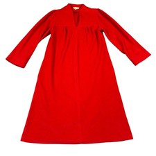 Vintage Vanity Fair Red Robe House Dress Pintuck Long Sleeve USA Made 8