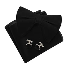 Oversized Bow Ties for Men Pre-tied Velvet Bowties Men Bow Tie and Pocket Squ...