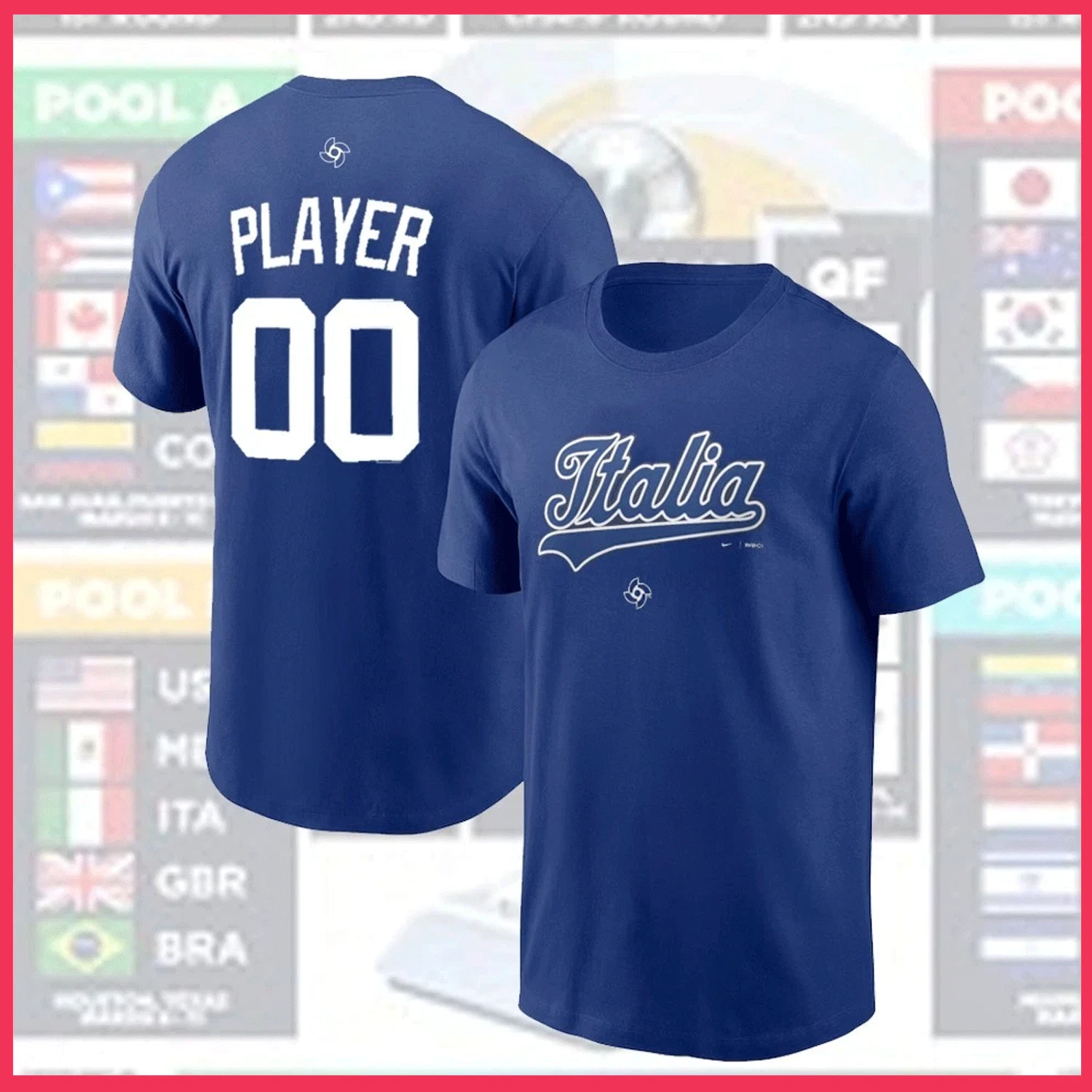 Personalized Italy Baseball 2026 World Baseball Classic Name & Number For Fan