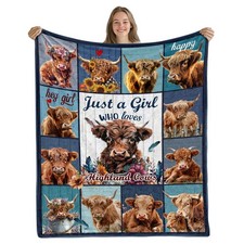 Highland Cow Blanket, Just A Girl Who Love Highland Cow Gifts for Christmas T...