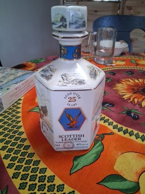 Vintage 1970s Scottish Leader Whiskey Decanter Anniversary Highland Stag Eagle