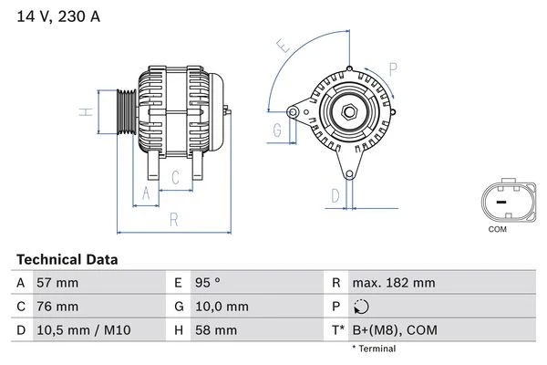ALTERNATOR 0 986 083 460 FOR BMW X5/SAV/E70 X6/SAC/E71/E72 M57D30 3.0L 6cyl - Image 2 of 4