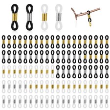100 PCS Eyeglass Chain Ends, 4 Colors 10 cm, Plastic, Silicone, Metal