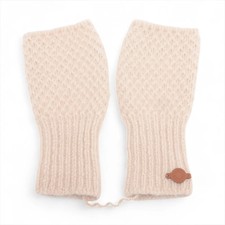 Herm s Gloves M Cashmere x mohair Beige Knit Fingerless Roux