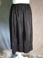 Vintage Half Slip Black Shiny Rayon Blend Heiress Medium 28" Long USA Made