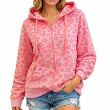 Zwillingsherz Damen Hoodiejacke Sweatjacke Jacke rosa "Soft Leo" S-XXL (6081)