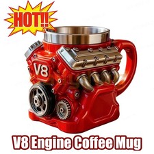 300ML V8 Engine Coffee Mug Cup Retro Stainles...