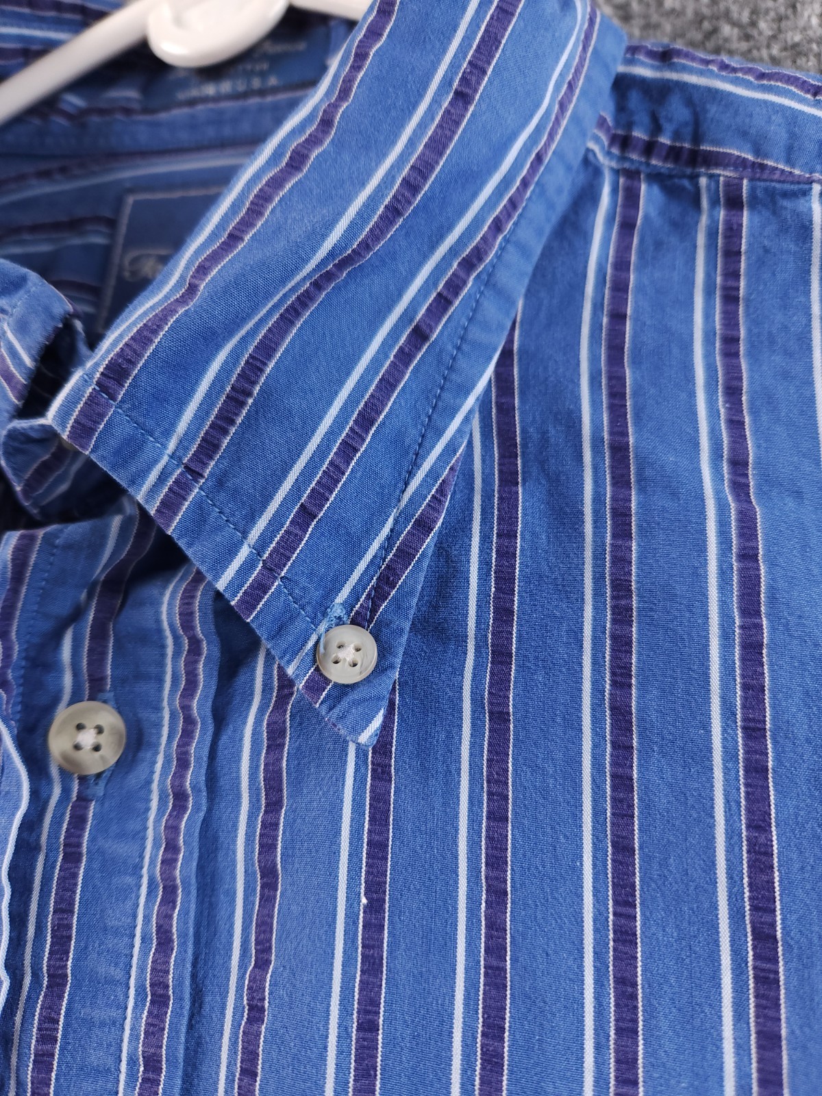 Faconnable Button-Down Large Cotton USA Blue Stri… - image 8