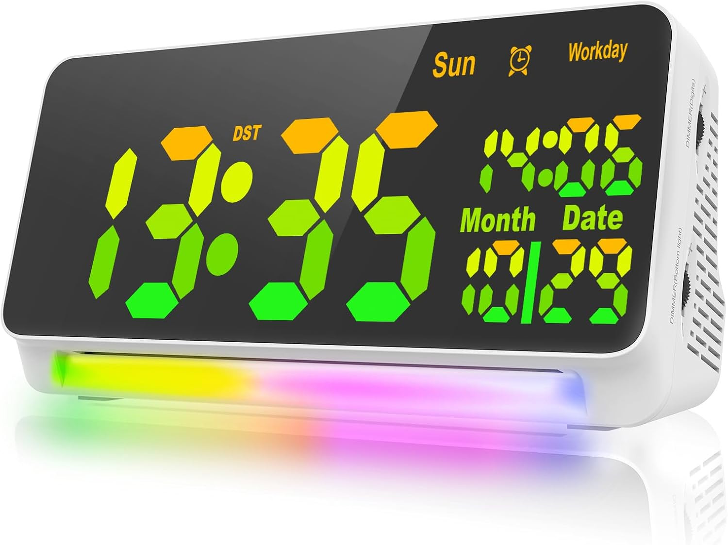 [ 120 Db Super Loud] Alarm Clocks for Bedrooms, 15 Wake up Sounds, 7 Color Night L featured image