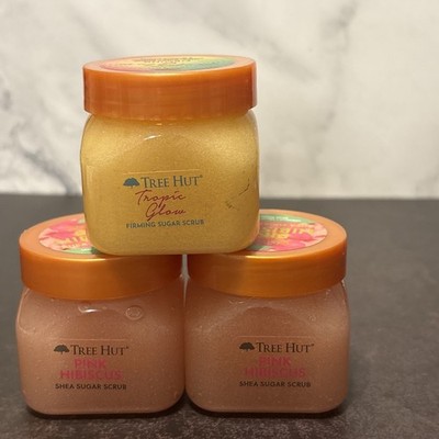 Tree Hut Pink Hibiscus (2 Ea) & Tropical Glow She Sugar Scrub Lot Of 3- 3.4 Oz