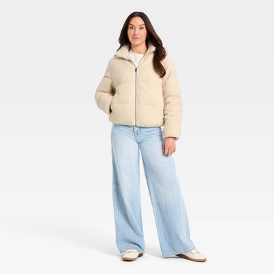 Women's Puffer Jacket - Universal Thread Small Cream