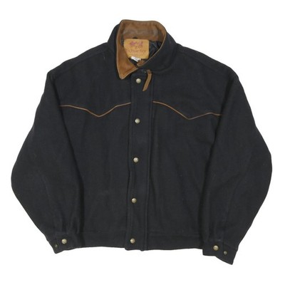 SCHAEFER Herren Schwarz & Wollmischung Reißverschluss Jacke XL West Stil Classic