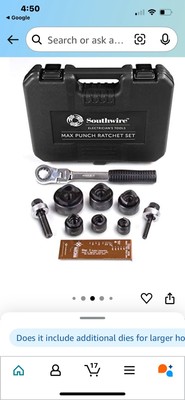 Southwire max punch ratchet set knockout in case 1/2-2'' Electrician Tools Set