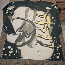 KAWS Cactus Jack Fragment Long Sleeve Shirt Size L Travis Scott Black Tee 