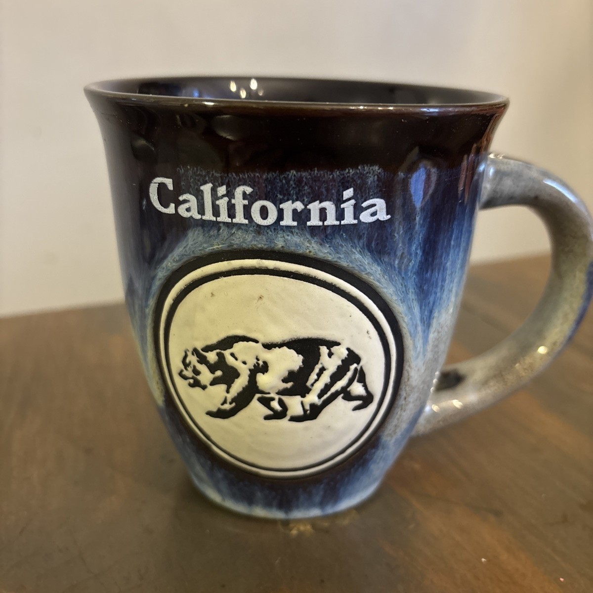 California Bear Souvenir Coffee Mug Ceramic Blue & Grey 18oz No Spoon