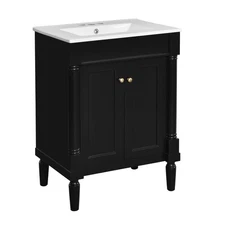 24'' Bathroom Vanity with Top Sink & Large Shelves, Functional Storage Solution