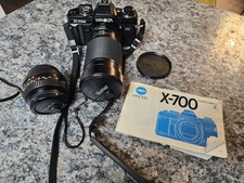 Minolta X-700 35mm SLR Film Camera w/ Extra Lens And Instruction Book Vtg