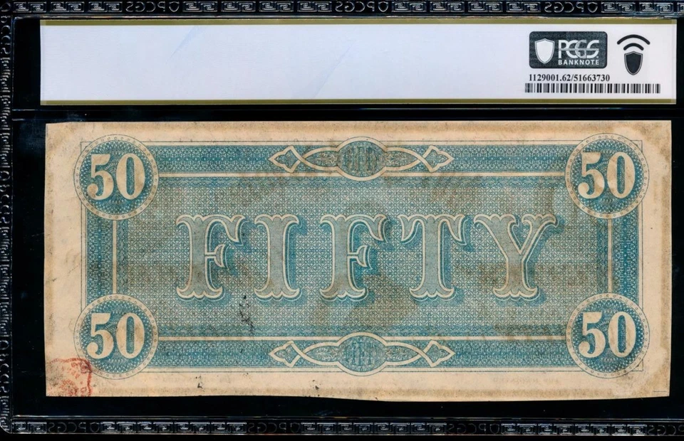 AC T-66 $50 1864 Confederate Currency CSA PCGS 62 - Image 2 of 2