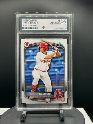 #ad #ad 2025 Bowman Prospects BP 22 JJ Wetherholt 1ST BOWMAN Cardinals GEM MINT PTA 10🔥 $28.99