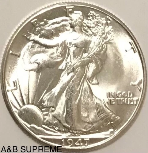1947 D Walking Liberty Half Dollar From OBW Roll Estate CH-GEM Bu Unc 90% Silver