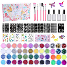 Temporary Glitter Tattoo Kit Kids Adults 42 Glitter 6 Fluorescent Color 209 Glue