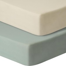 Baby Crib Sheets 2 Pack, Fitted Microfiber, 52"x28"x8", Brown  Green