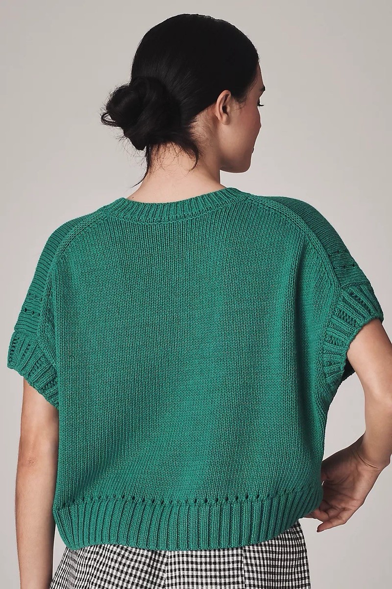 Anthropologie Maeve Short Sleeve Turnip Veggie Motif Sweater (Size