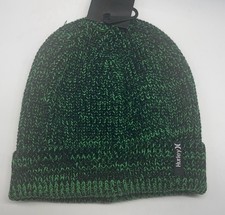 Hurley Ribbed M Max Cuff 2.0 Beanie In Two Tone Green  Black One Size New