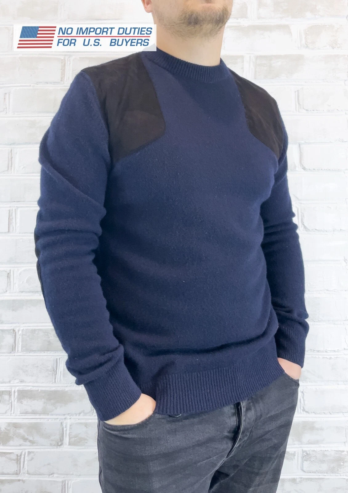 Barbour Wool Sweater Men’s Medium Blue/Navy Suede Elbow Patches Casual Jumper
Opens in a new window 