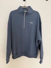 Alo Yoga Accolade Fleece unisex Medium Navy Blue 1/4 Quarter Zip Pullover NWOT