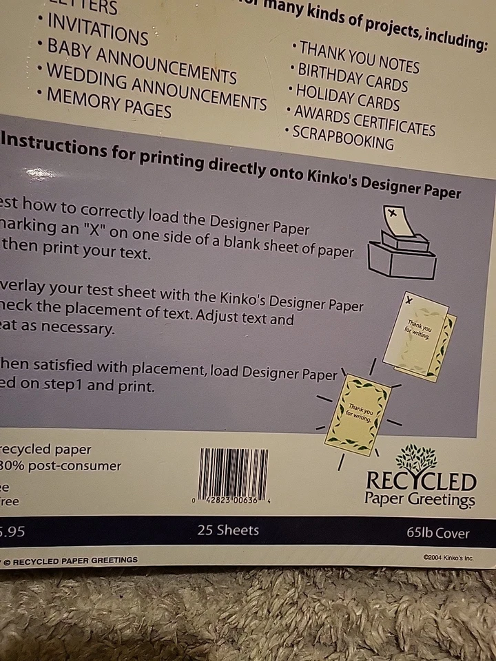 Lote de 7 paquetes de papeles de diseñador Kinkos cartas premios certificado. Invitaciones Scrapboo Foto 4 de 4