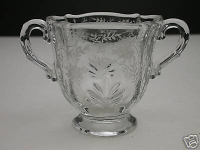 Fostoria Baroque Open Sugar w Chintz Etch Clear 3.5" T - Picture 1 of 3