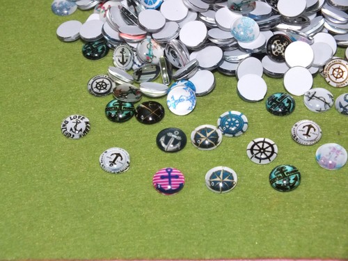 255g (apx. 545pcs) GLASS DOME CABOCHONS 10mm nautical - Job lot bulk wholesale - Picture 3 of 5