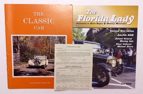 Vintage ROLLS ROYCE BENTLEY Magazin Lot Oldtimer Florida Damenbesitzer Club