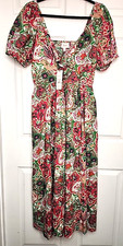 Cleobella Womens XL Reza Panama Midi Dress Floral w/pockets Cottagecore Peasant