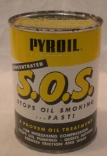 Vintage Pyroil SOS  Stops Oil Smoking Metal Can, Full