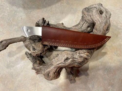 8.5". Custom HAND MADE D-2 TOOL STEEL CAPING BLADE KNIFE BLANK BLADE w/SHEATH - Picture 3 of 3