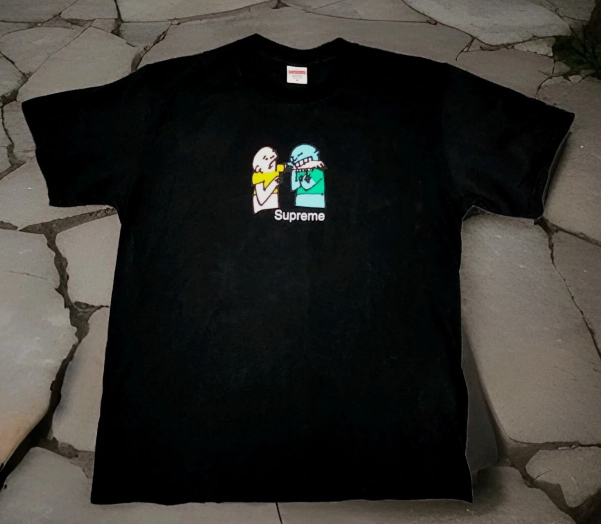 T shirt Supreme homme manches moyennes morsure noir coton USA streetwear zombie skate