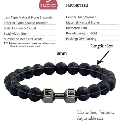 Gym Dumbbells Beads Bracelet Natural Stone Barbell Energy Weights Bracelets for - Picture 6 of 123