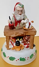 Vintage 1985 Enesco Musical Porcelain Santa Figure Mrs Grossmans Paper Workshop