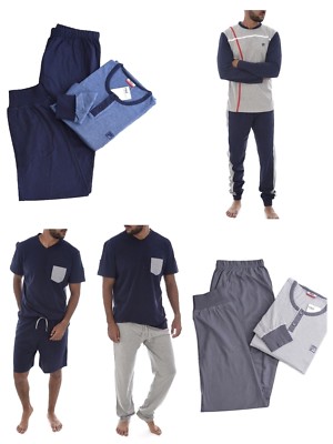 FILA Herren Pyjama Schlafanzug  Nachtwäsche aus hochwertiger Baumwolle