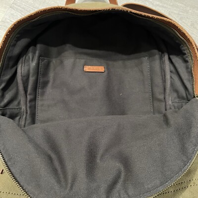 Madewell The Charleston Green Canvas Brown Leather Backpack  display picture 1