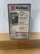NEW TayMac SB350S 1-Gang Weatherproof Outlet Box Gray Three 1/2" Holes